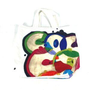 CHANEL Beach bag logo Shoulder Bag Tote Bag pile White/Multicolore